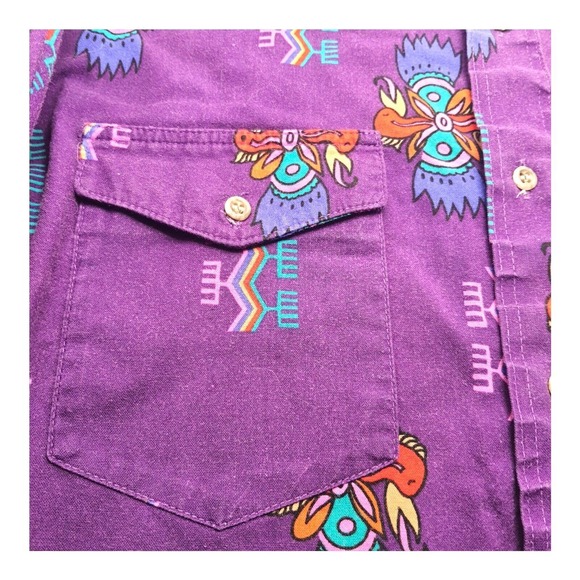 Vintage WRANGLER Cowboy Cut Western Button Down Shirt 15½ 34 X Long Single Stitc - Picture 9 of 16